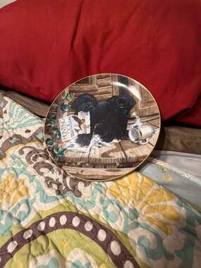 River Shore Cabin Fever Collector Plate by Jim Lamb Puppy Playtime